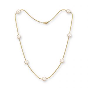 Silk Akoya Pearl Necklace, 17"