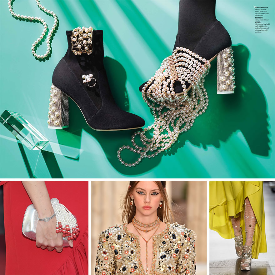 Fashion accessories featuring pearls and coral jewelry