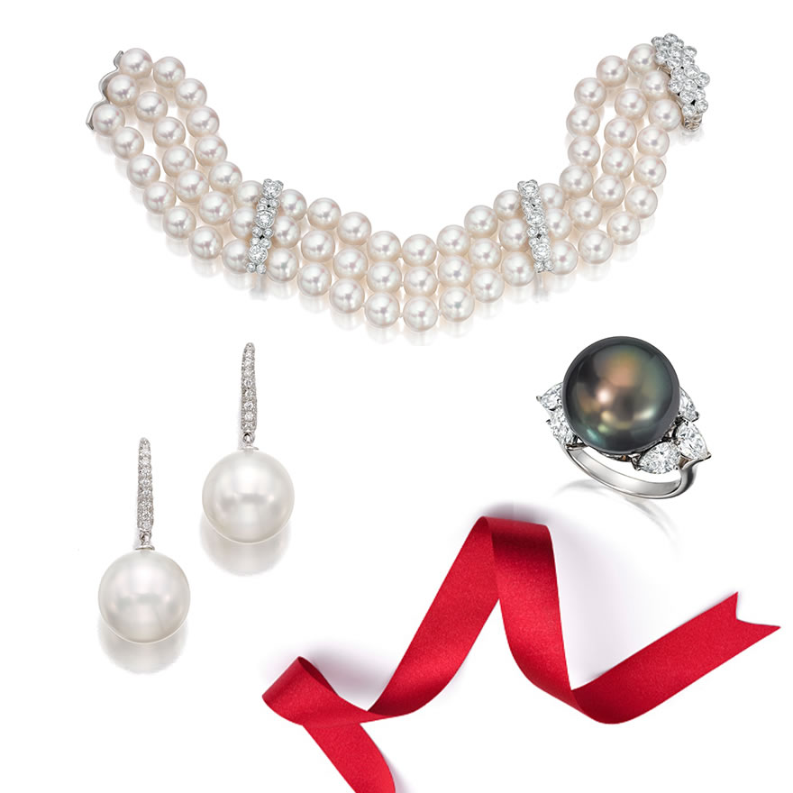 PEARL BRACELET AT NEIMAN MARCUS, ASSAEL PEARL DROP EARRINGS ON DIAMOND CURVE AT NEIMAN MARCUS, ASSAEL TAHITIAN PEARL RING AT NEIMAN MARCUS