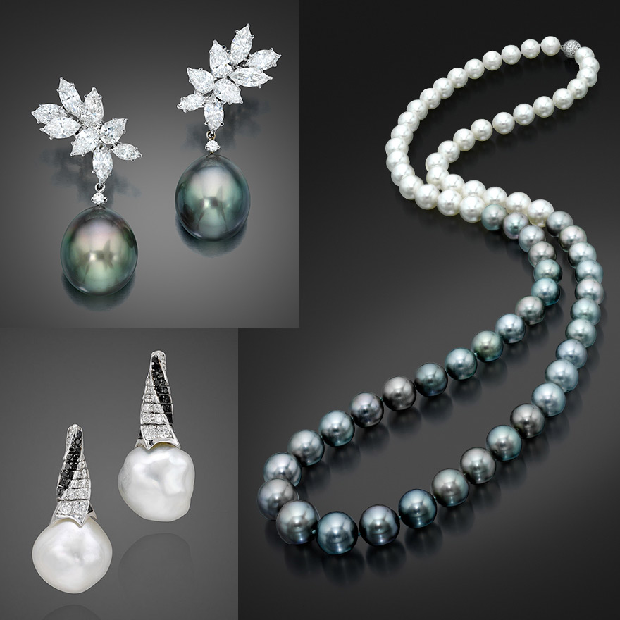 Assael pearls and diamonds in black and white