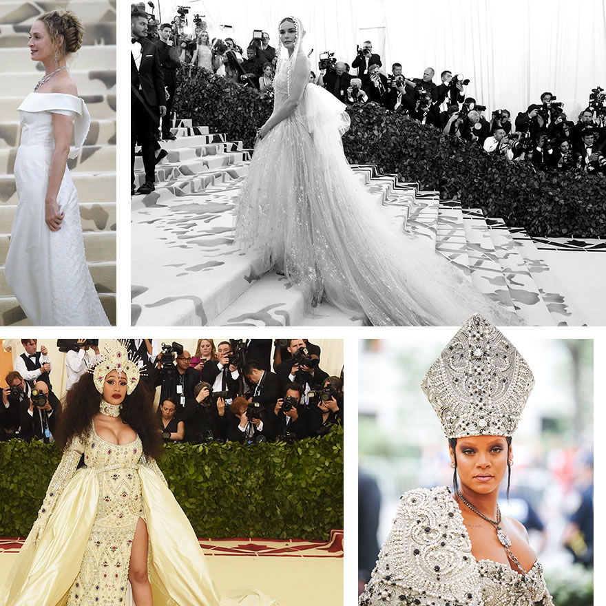 Clockwise from top left: Uma Thurman, Kate Bosworth, Rihanna, Cardi B