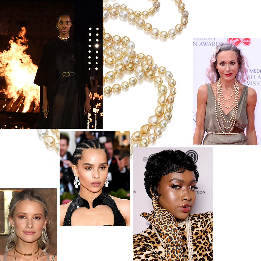 Spring Flings, It Girls, Pearls and It Girls, South Sea Pearls, Cool Girl Pearls, Golden Pearls, Met Gala 2019, Pearl Earrings, Pearl Strand, Celebrity Pearls