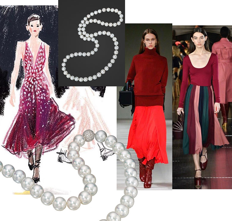 '@CarolinaHerrera Fall 2017 RTW, @MaisonValentino Fall 2017, Assael baroque South Sea pearl opera length necklace, @VictoriaBeckham Fall 2017 RTW, @GabrielaHearst Fall 2017 RTW