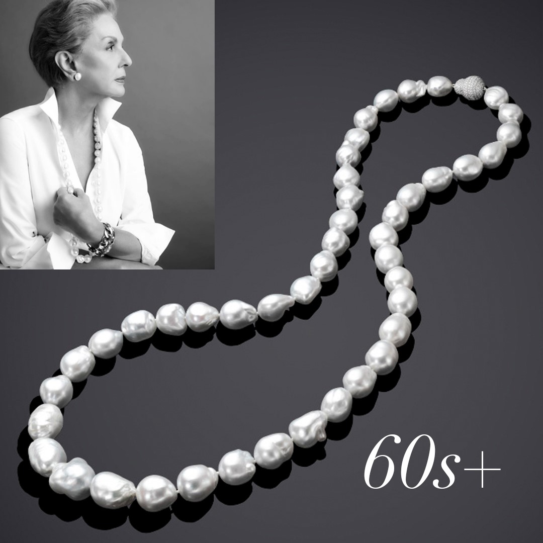 Carolina Herrera. South Sea Baroque Pearl Opera Length Necklace.