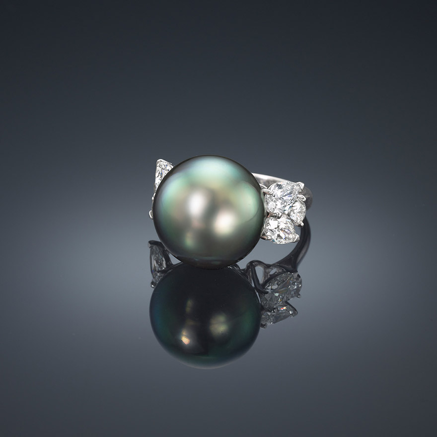 Tahitian Pearl and Diamond Ring
