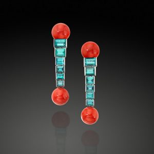 Sardinian Coral and Tourmaline Earrings