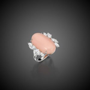 Angel Skin Coral and Diamond Ring, II