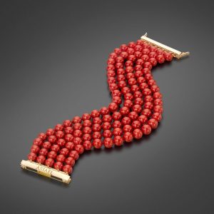 Sardinian Coral 5-Row Bracelet