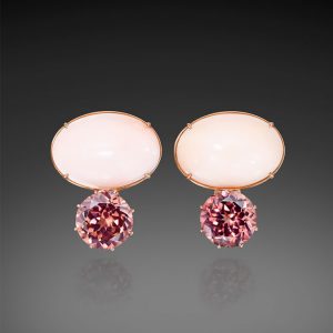 Angel Skin Coral And Red Zircon Earrings