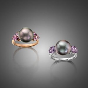 Tahitian Pearl and Purple Spinel Ring