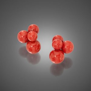 Natural Sardinian Coral Bubble Earrings