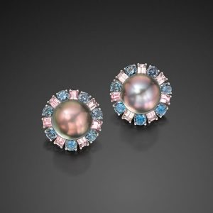 Tahitian Pearl and Garnet Earrings