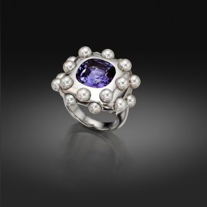 Akoya Pearl and Tanzanite Cocktail Ring