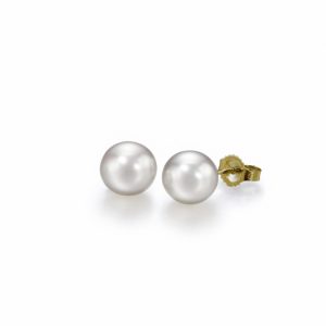 Assael Akoya stud earrings yellow gold