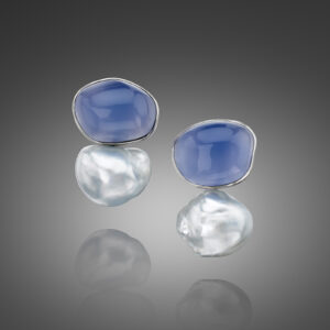 South Sea Baroque Pearl and Chalcedony Earrings