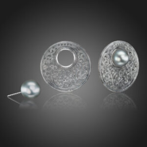Tahitian Pearl Earrings with Grey Jadeite Jackets