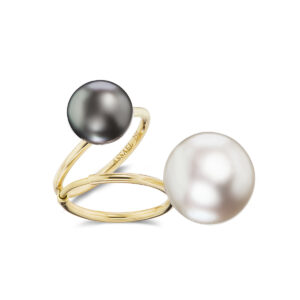 "Split Decision" South Sea Pearl and Tahitian Pearl Multi-Finger Ring