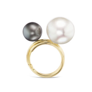 "Split Decision" South Sea Pearl and Tahitian Pearl Multi-Finger Ring