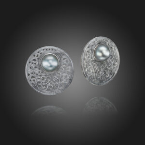 Tahitian Pearl Earrings with Grey Jadeite Jackets
