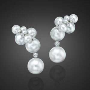 Pearl and Diamond Bubble Earrings by Sean Gilson for Assael
