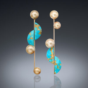 Assael Golden south sea pearl and Sonora turquoise earrings