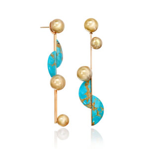 Assael Golden south sea pearl and Sonora turquoise earrings