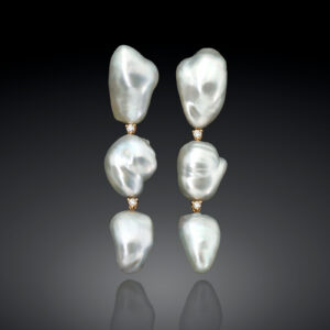 Assael Keshi Pearl earrings with diamonds
