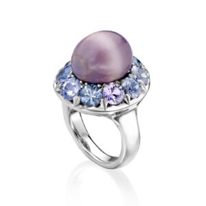 Natural Purple Clam Pearl and Lavender Spinel Ring