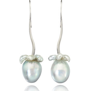 Keshi Pearls on a Pair of Magnificent South Sea Baroque Cultured Pearls