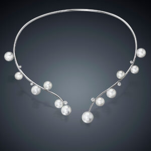 Assael’s South Sea Pearl and Diamond Floating Bubble Collar Necklace