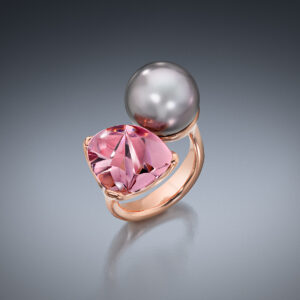 Luscious Cushion-Cut Bi-Color Tourmaline Ring