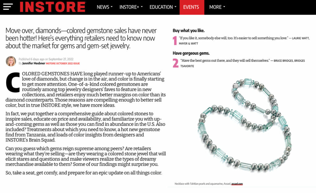 Instore Magazine Featuring Assael Necklace