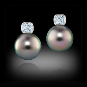 Tahitian Pearl and Antique Diamond Earrings