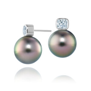 Tahitian Pearl and Antique Diamond Earrings