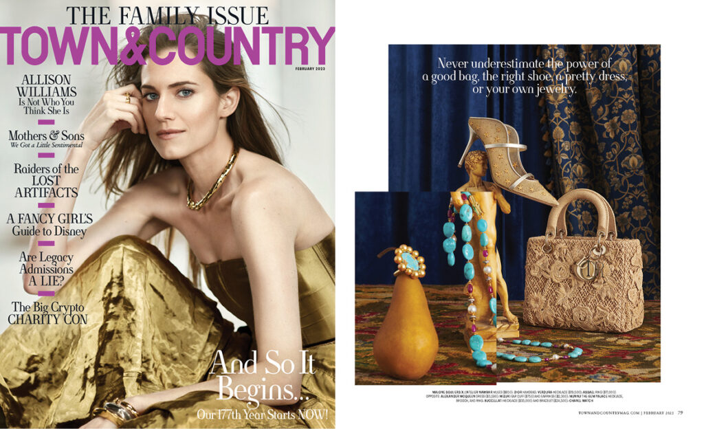 Assael's turquoise and golden South Sea pearl ring is featured in the February issue of Town & Country Magazine.