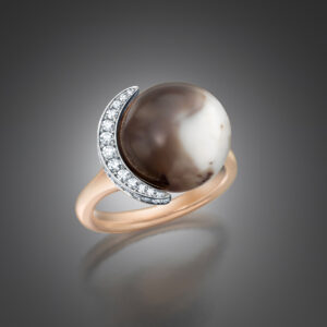 Cassis natural pearl and diamond ring