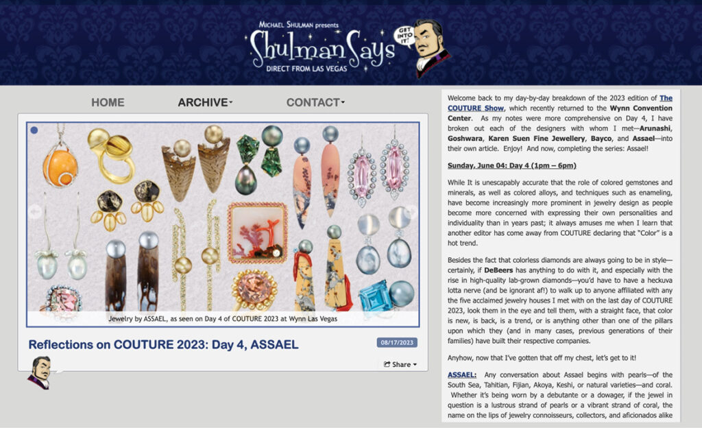 Assael is featured in an article review by Michael Shulman.
