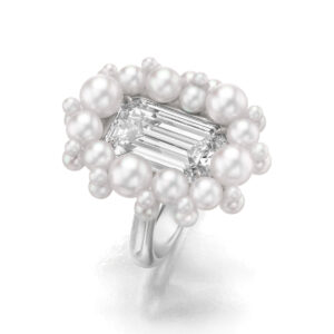 Diamond, natural pearl & akoya pearl bubble ring by Sean Gilson for Assael