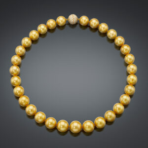 Assael natural color golden south sea pearl necklace